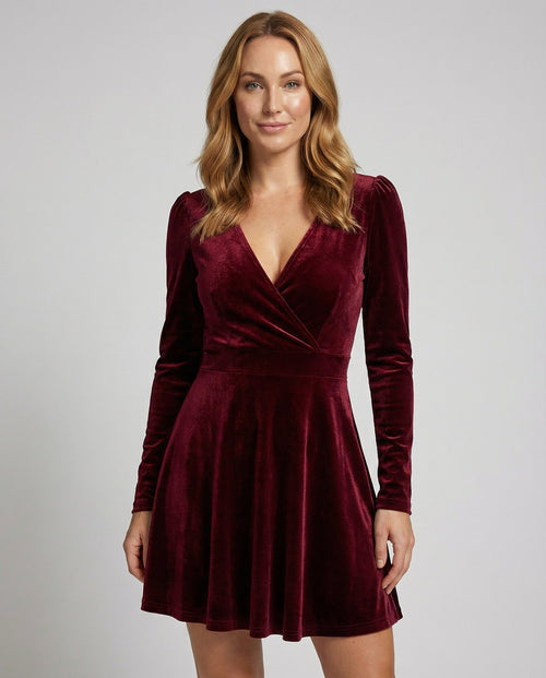 Margot Velvet Midi Dress Burgundy 1