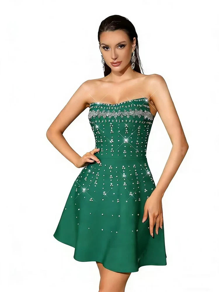 Margot Sequin Mini Dress in Light Pink Green 6