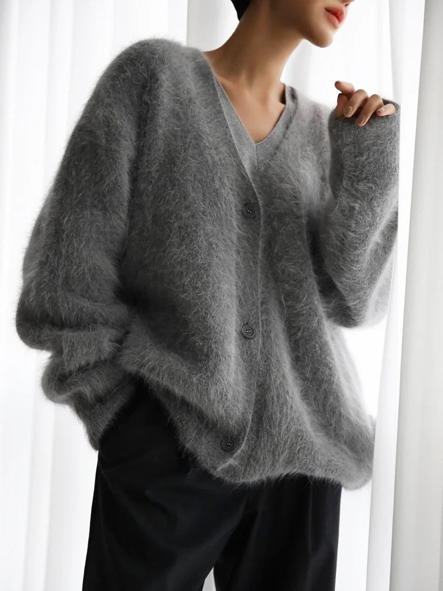 Nicolette Cardigan in Light Grey Khaki 4