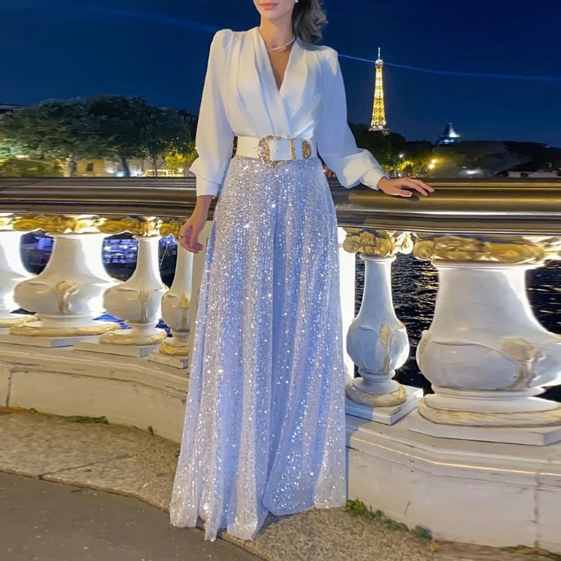 Celeste Sequin Jumpsuit White 3