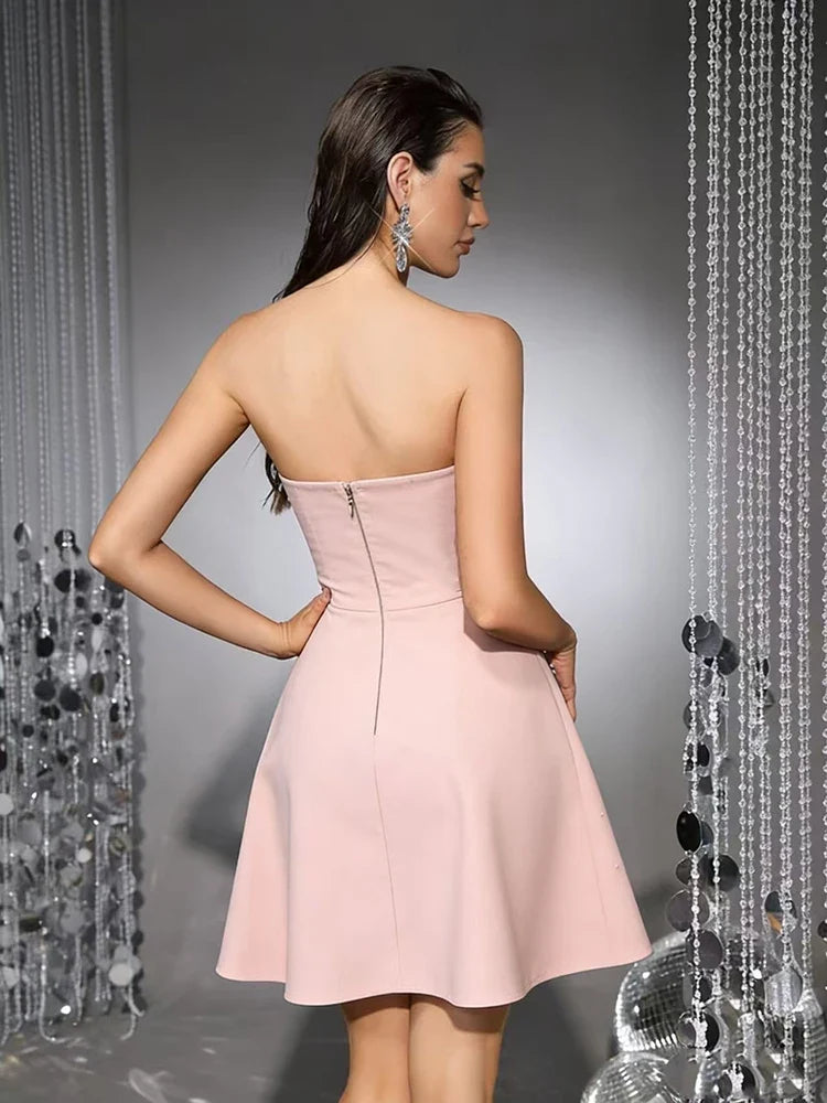 Margot Sequin Mini Dress in Light Pink Green 2