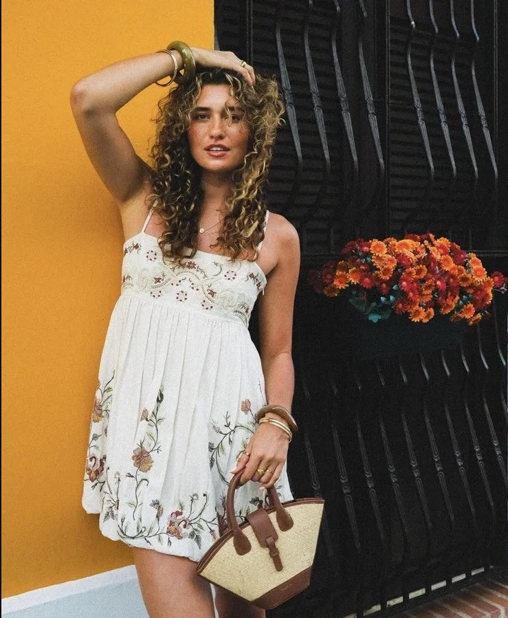Vivienne Cotton Embroidered Mini Dress Embroidery 4