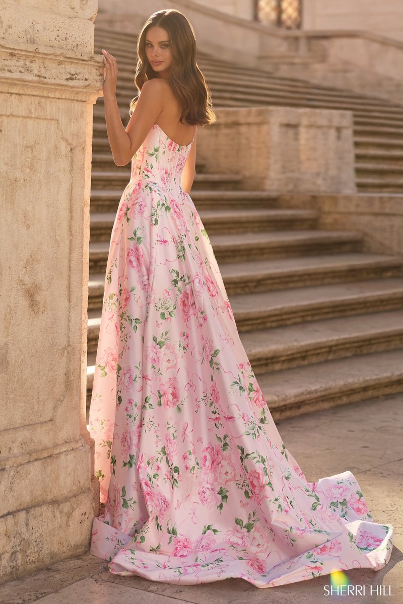 Isabelle Floral Print Prom Dress Pink Print 5