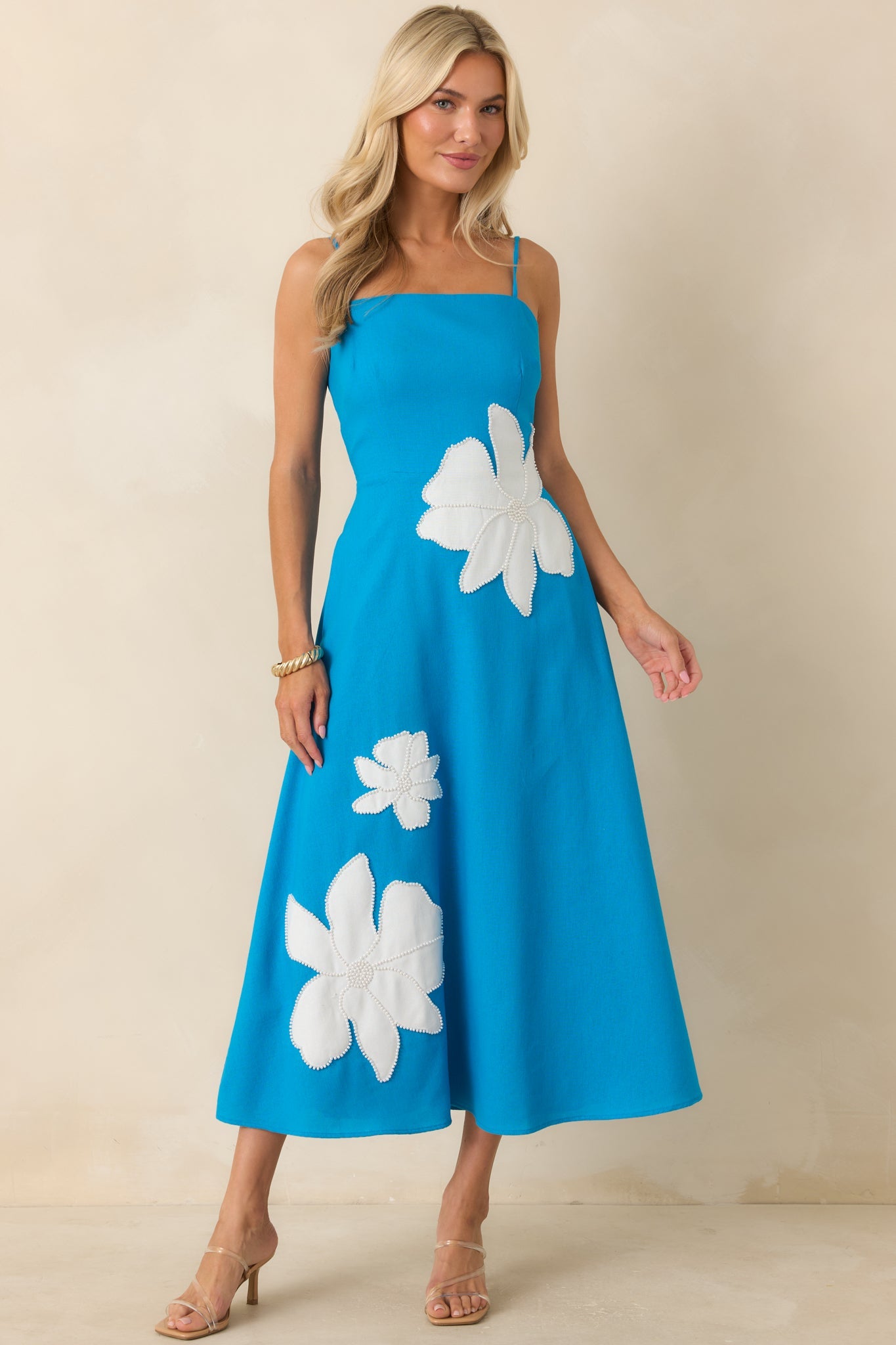 Isla Floral Midi Dress in Blossom Blue Blue 7