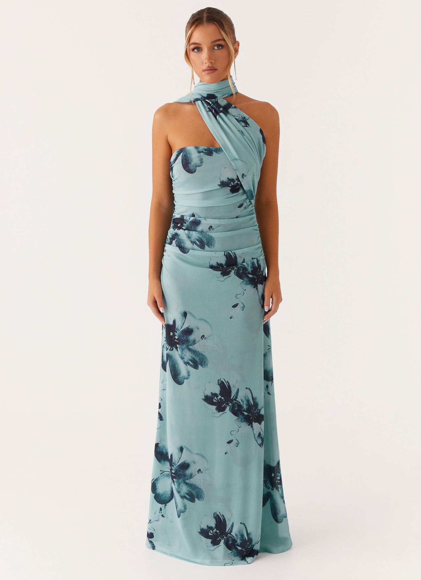 Songbird Sunburst Floral Maxi Dress Blue Black Floral 1