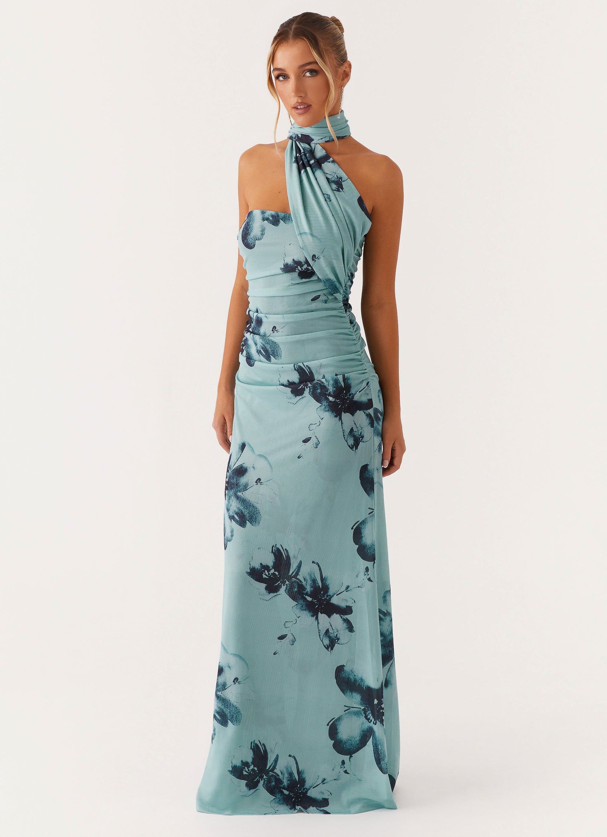 Songbird Sunburst Floral Maxi Dress Blue Black Floral 2