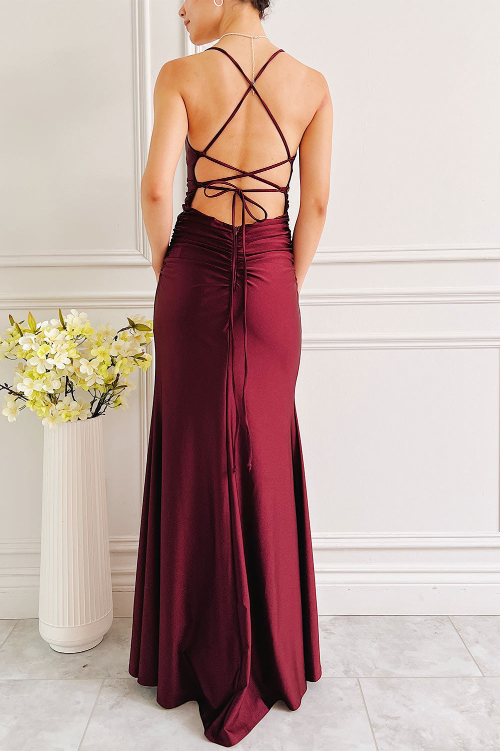 Sonia Navy Mermaid Maxi Dress with Slit Navy 2
