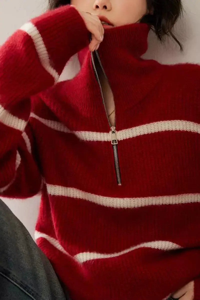 Margot Cashmere Turtleneck Sweater Crimson Red 2
