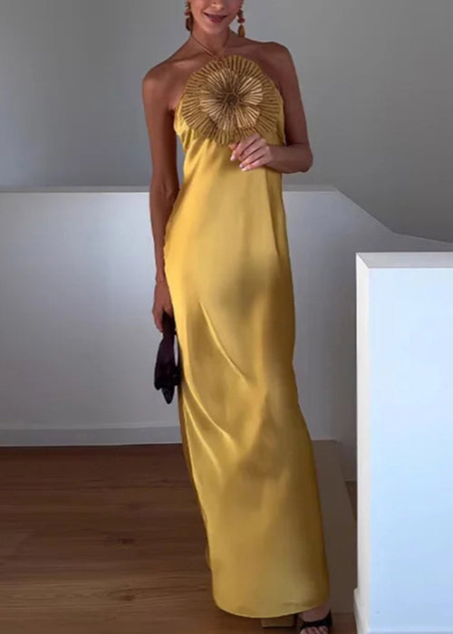 Celestine Silk Floral Mini Dress Yellow 1