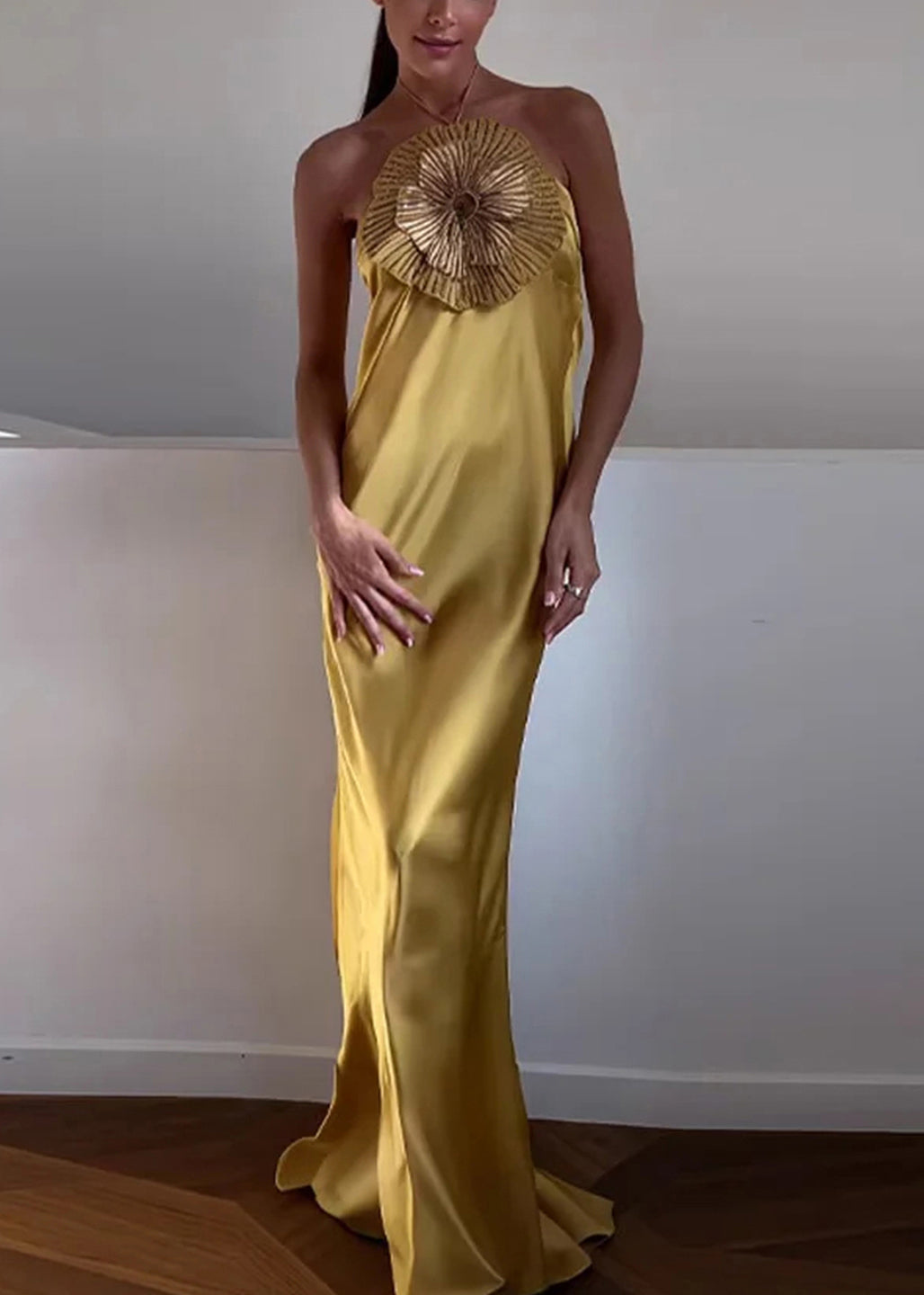 Celestine Silk Floral Mini Dress Yellow 2