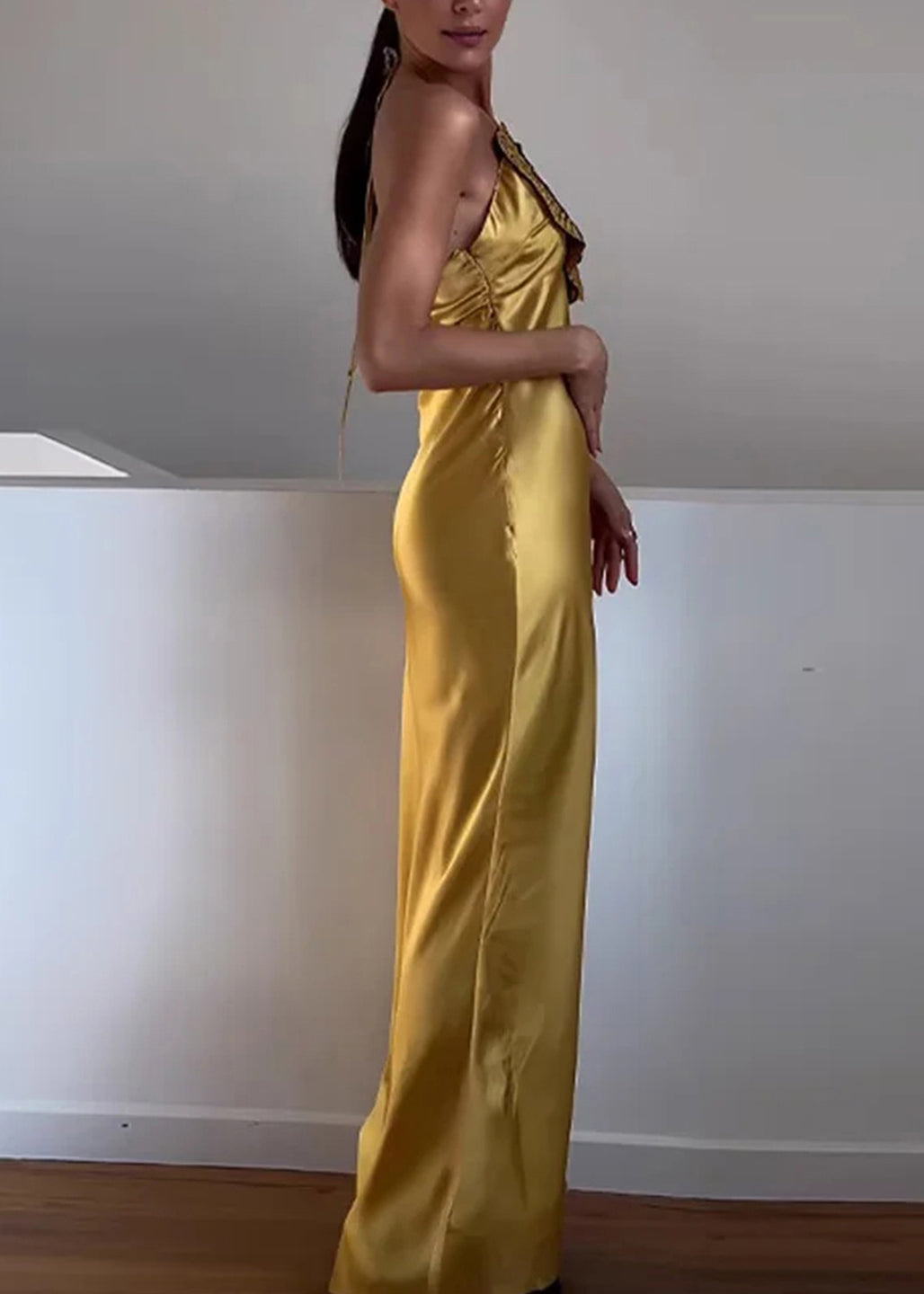 Celestine Silk Floral Mini Dress Yellow 3