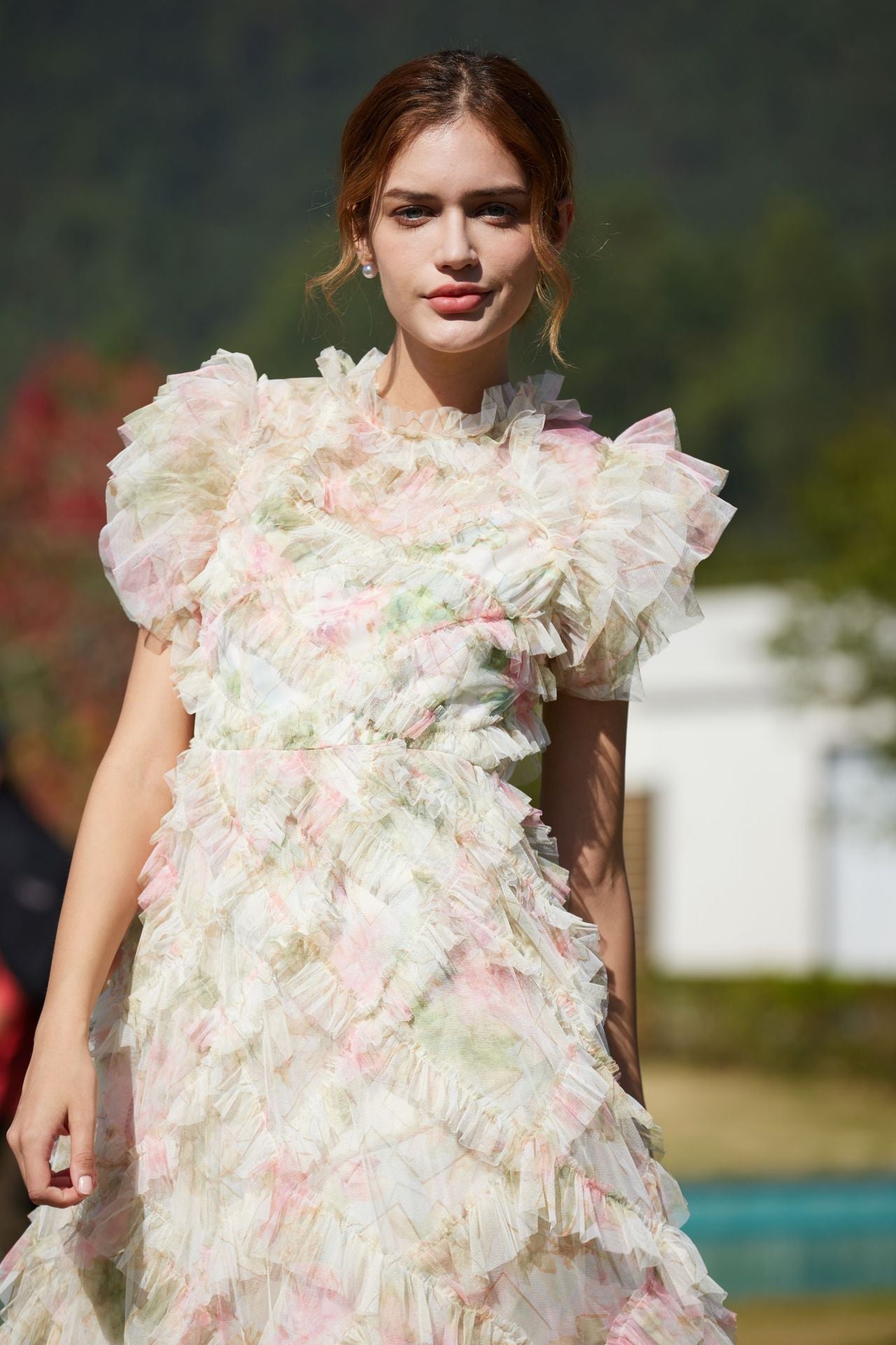 Evangeline Floral Tulle Bridesmaid Dress Apricot 3
