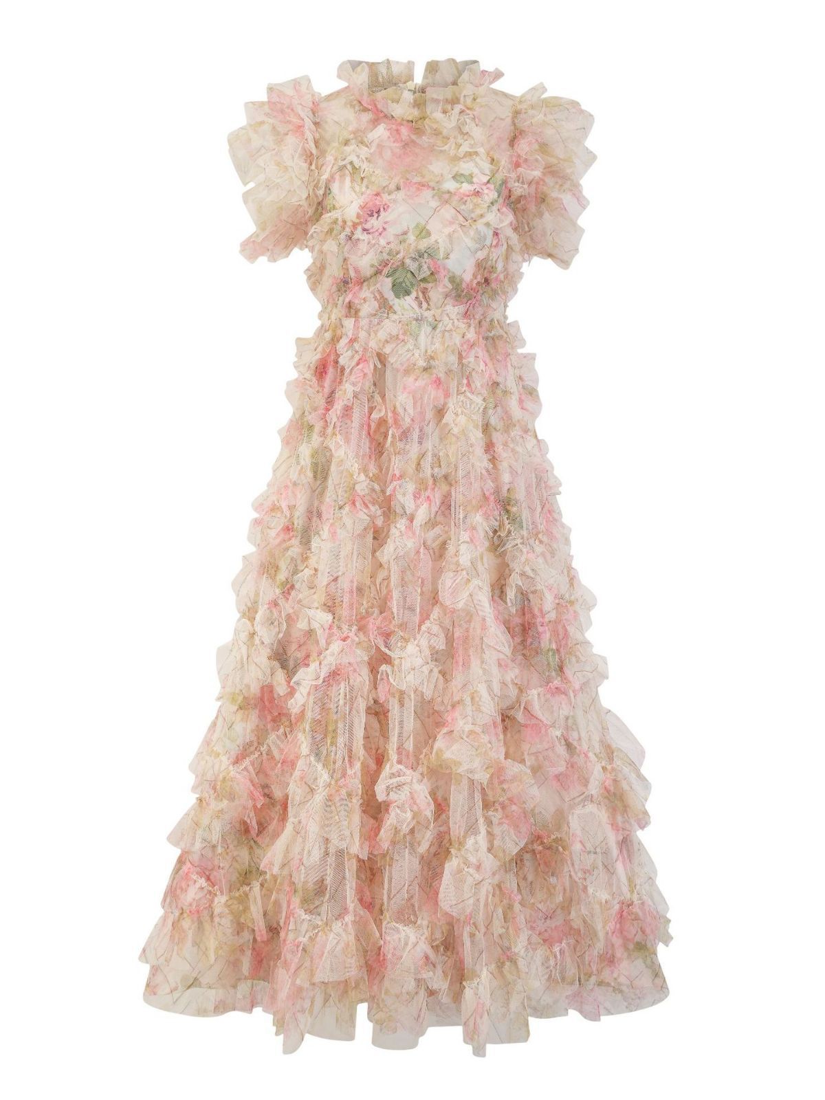 Evangeline Floral Tulle Bridesmaid Dress Apricot 4