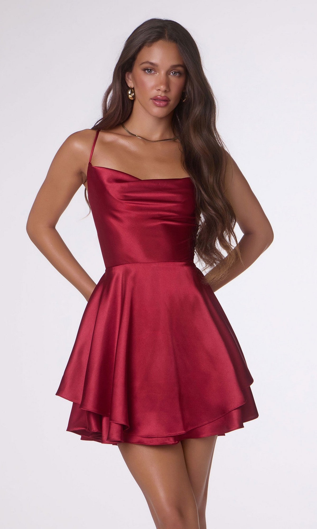 Amoris Satin Mini Dress Gold 4