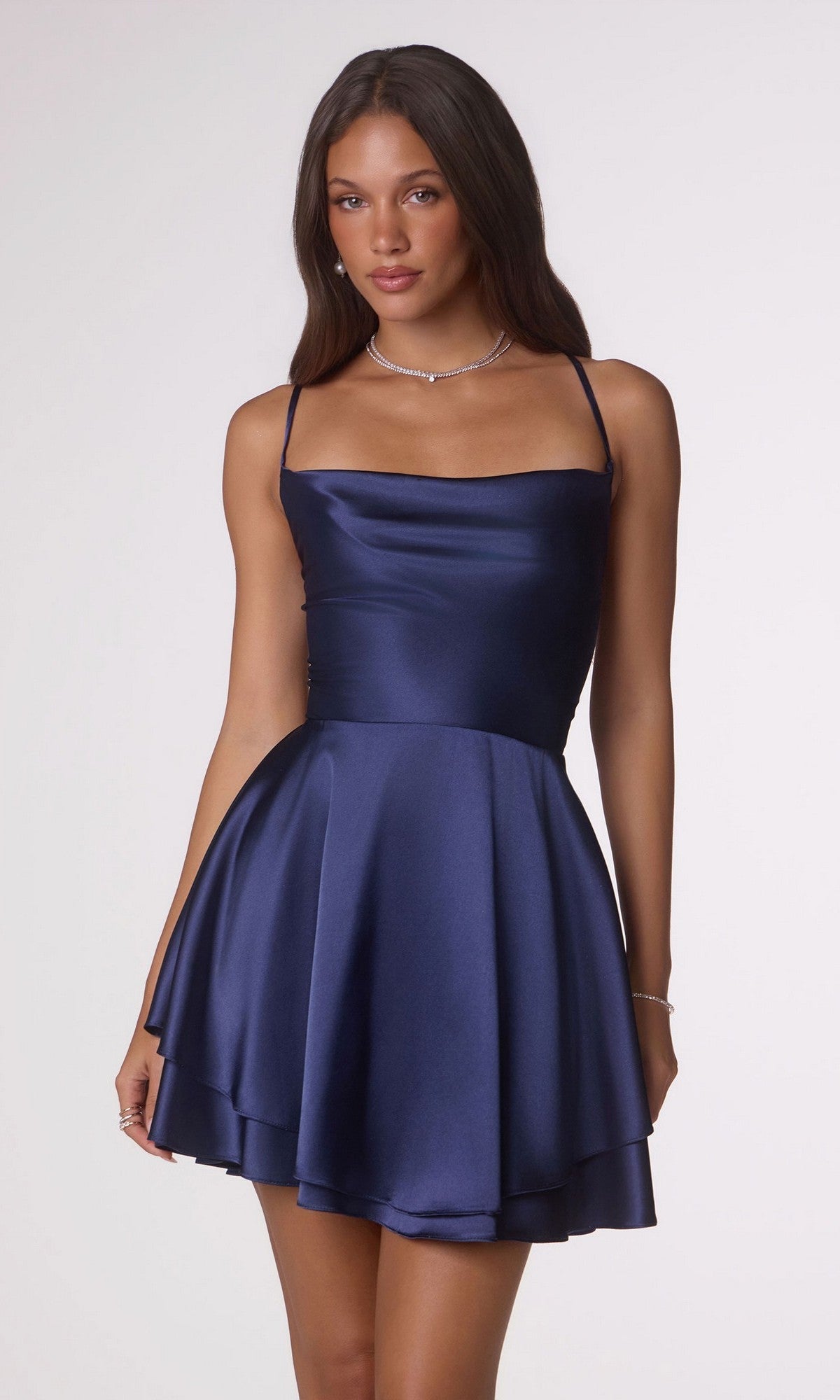 Amoris Satin Mini Dress Gold 5