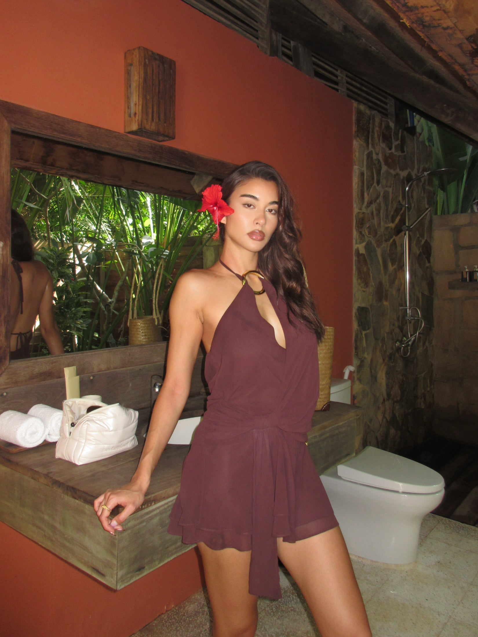 Margot Indigo Mini Dress Brown 2