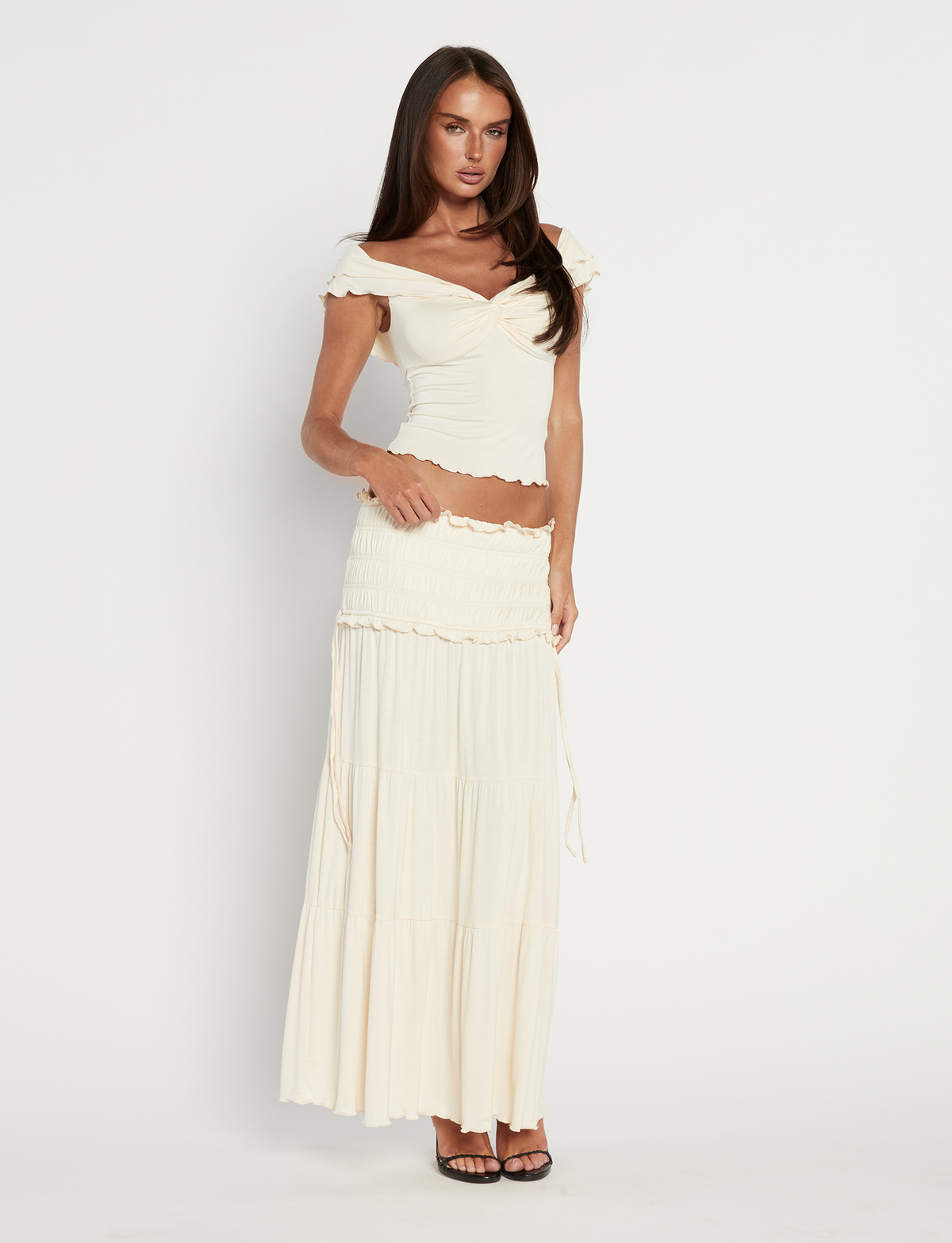 Denali Maxi Skirt in Brown Dot NEUTRAL : BONE 5