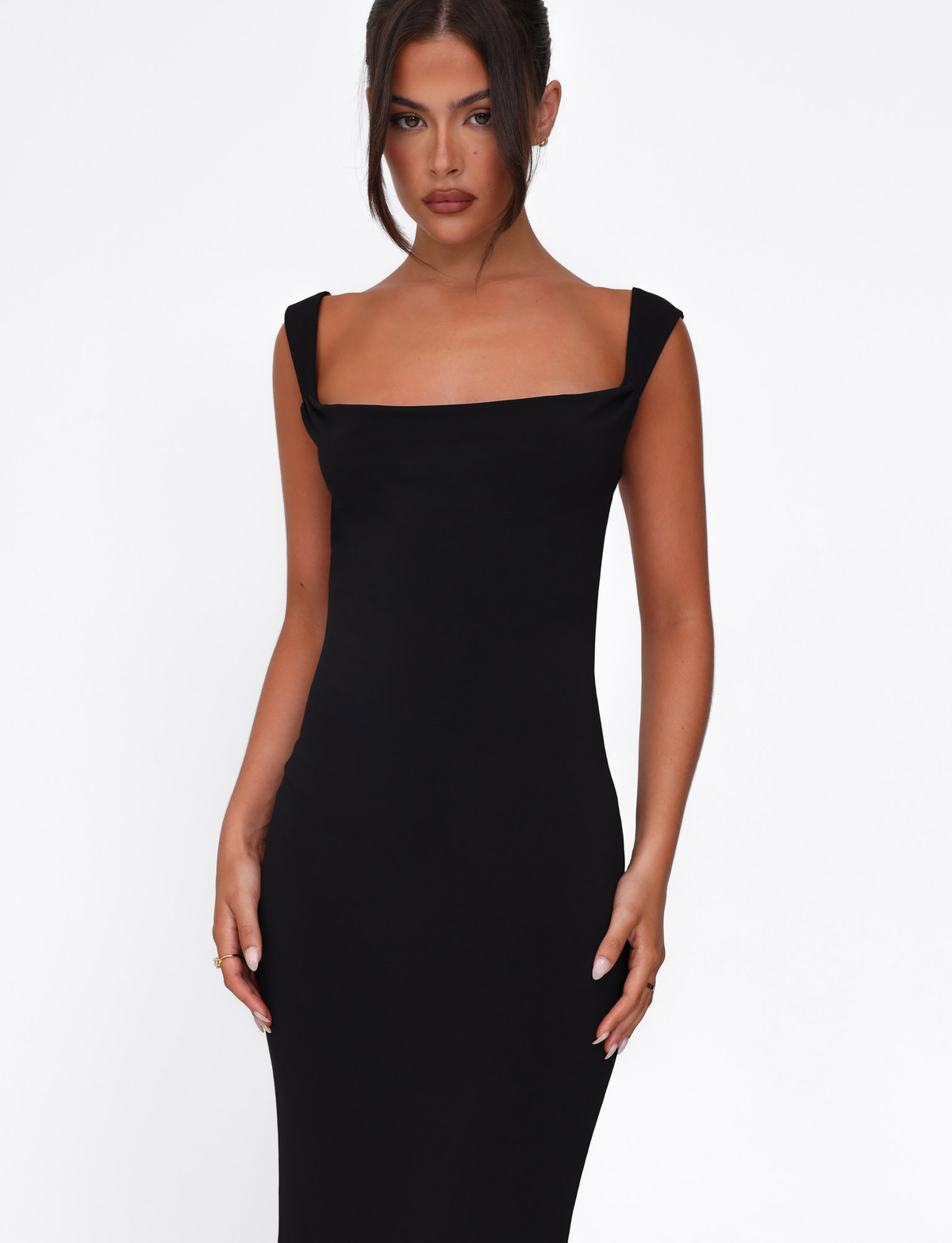 Zita Satin Midi Dress BLACK 5
