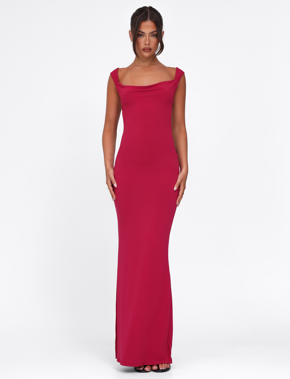 Zita Satin Midi Dress Burgundy 3