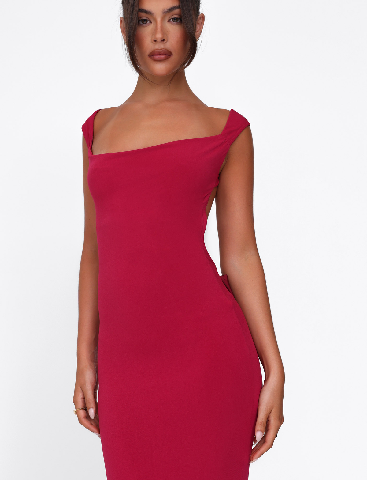 Zita Satin Midi Dress Burgundy 7