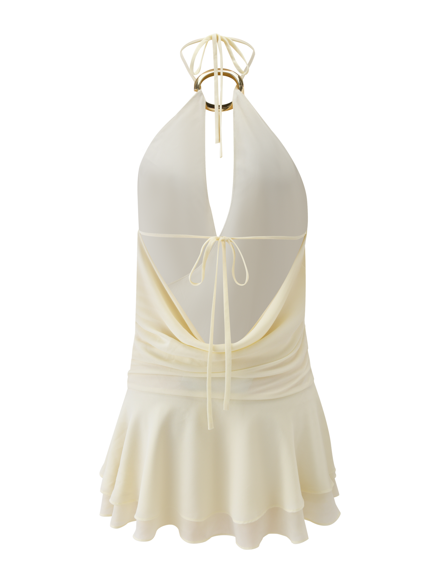 Margot Linen Mini Dress in Ivory Brown and Blue Polka Dot 9