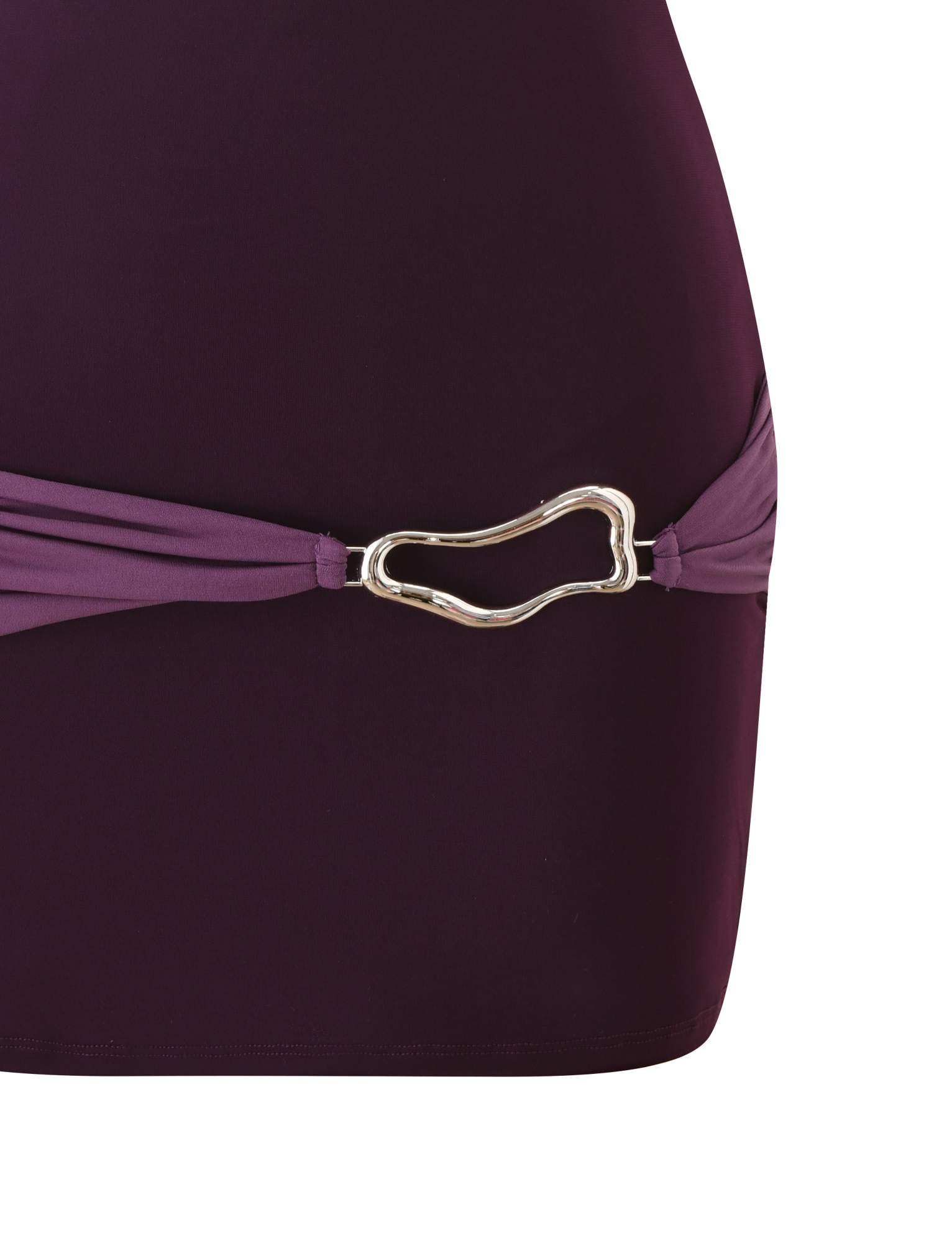 Eos Silk Mini Dress in Aubergine & Iris Soft Blue and Mocha 8