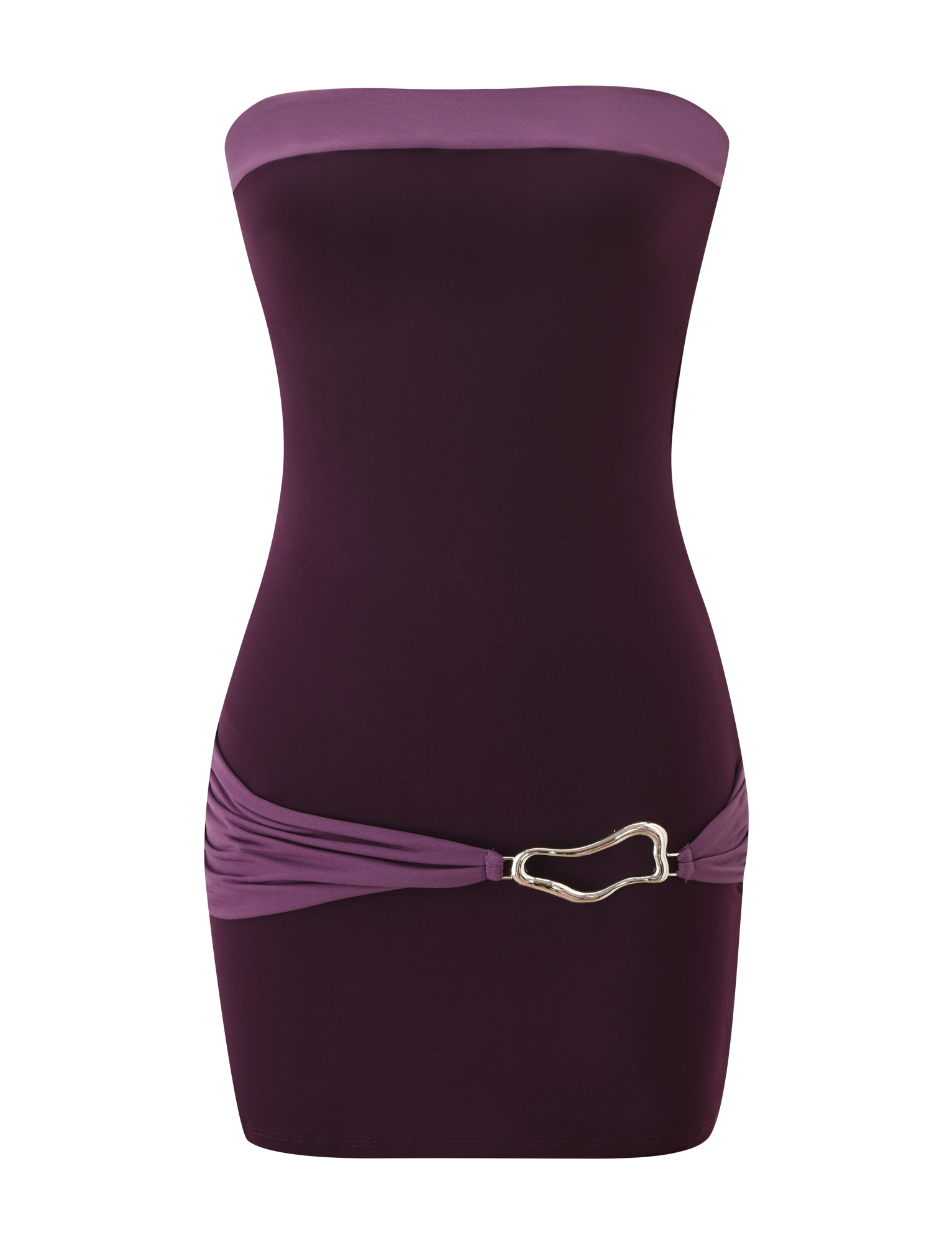 Eos Silk Mini Dress in Aubergine & Iris Espresso and Rose 6