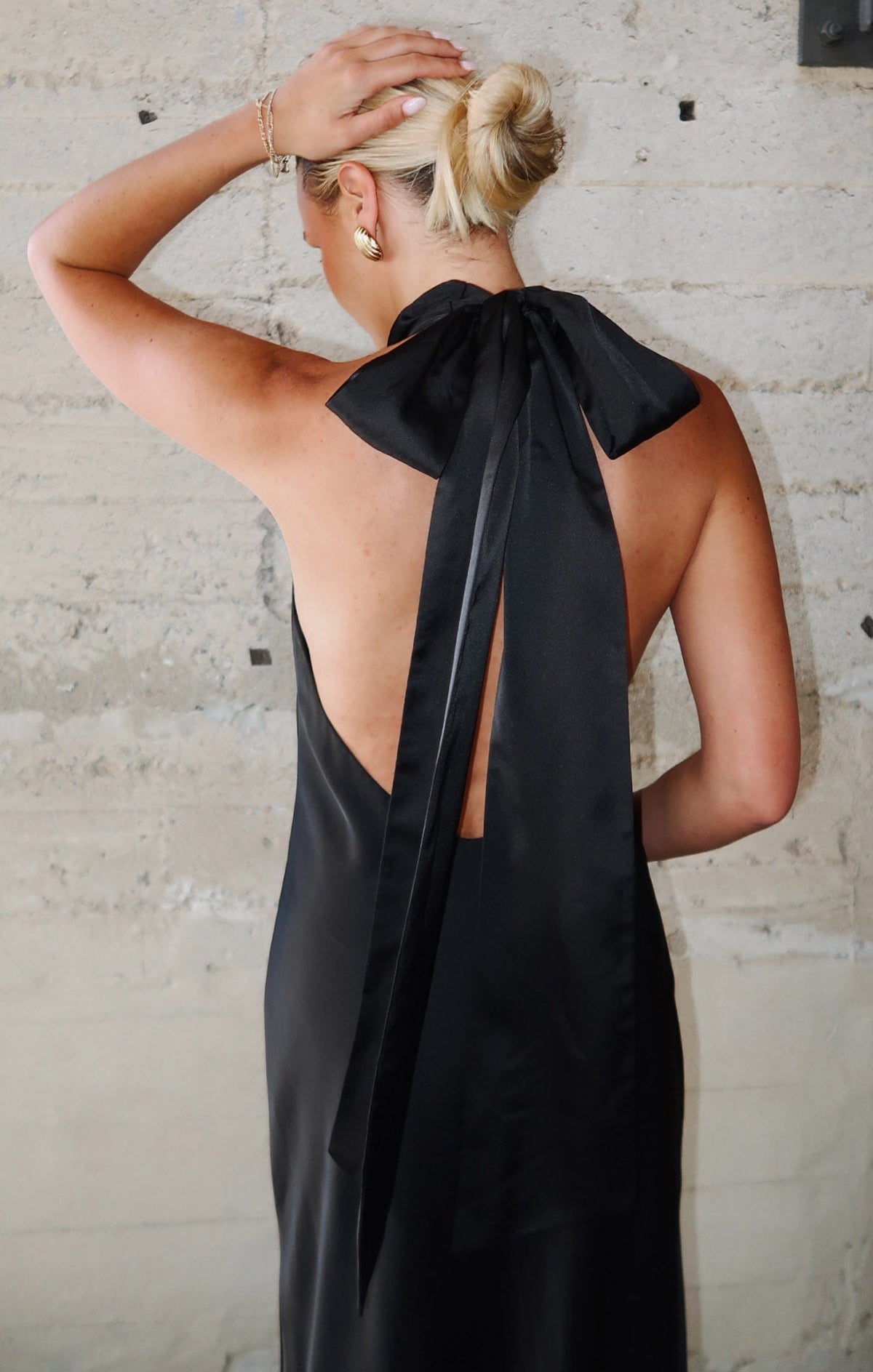 Lisa Luxe Satin Maxi Dress Black 5