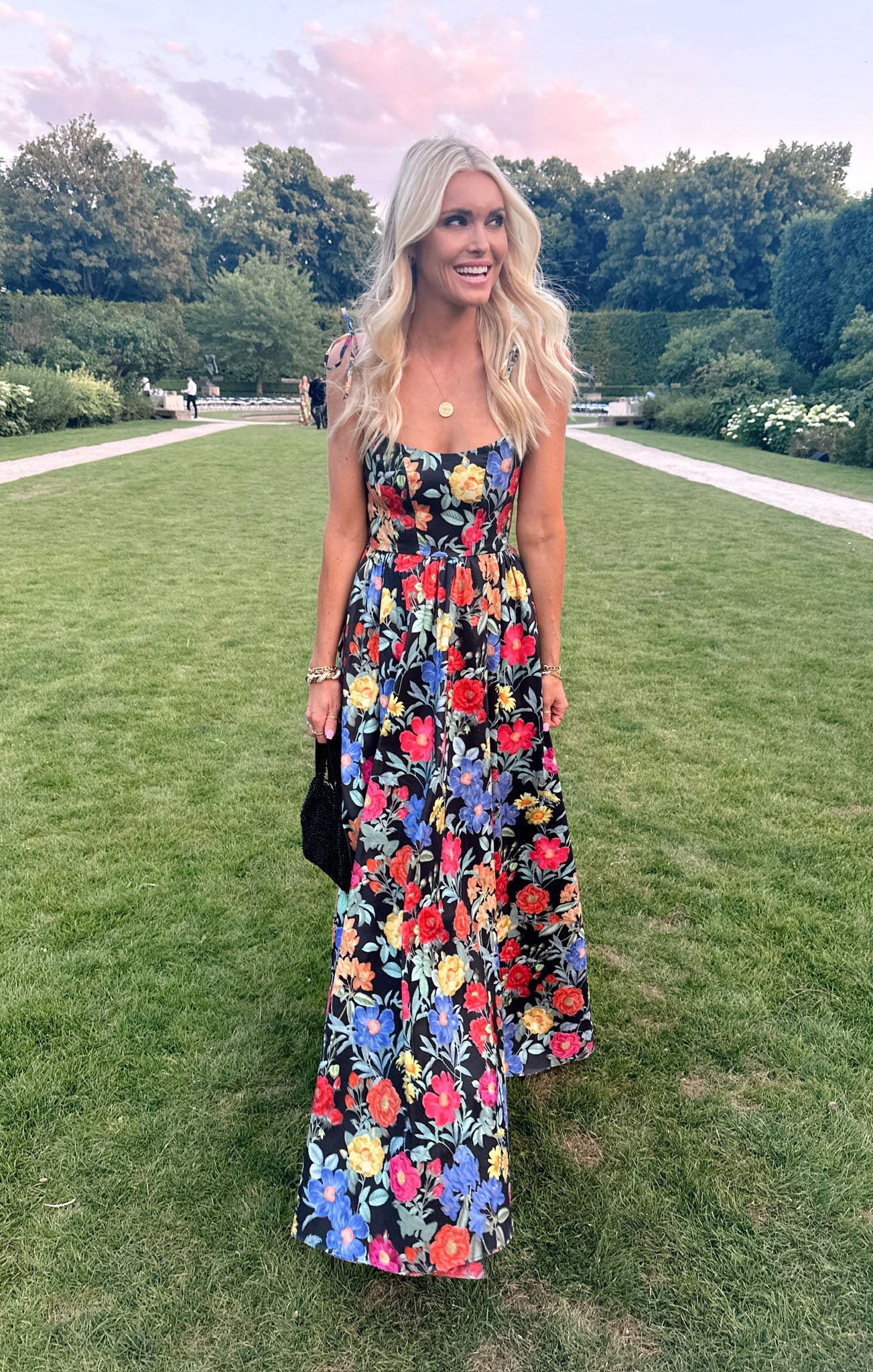 Juliet Taffeta Maxi Dress in Peony Black 4