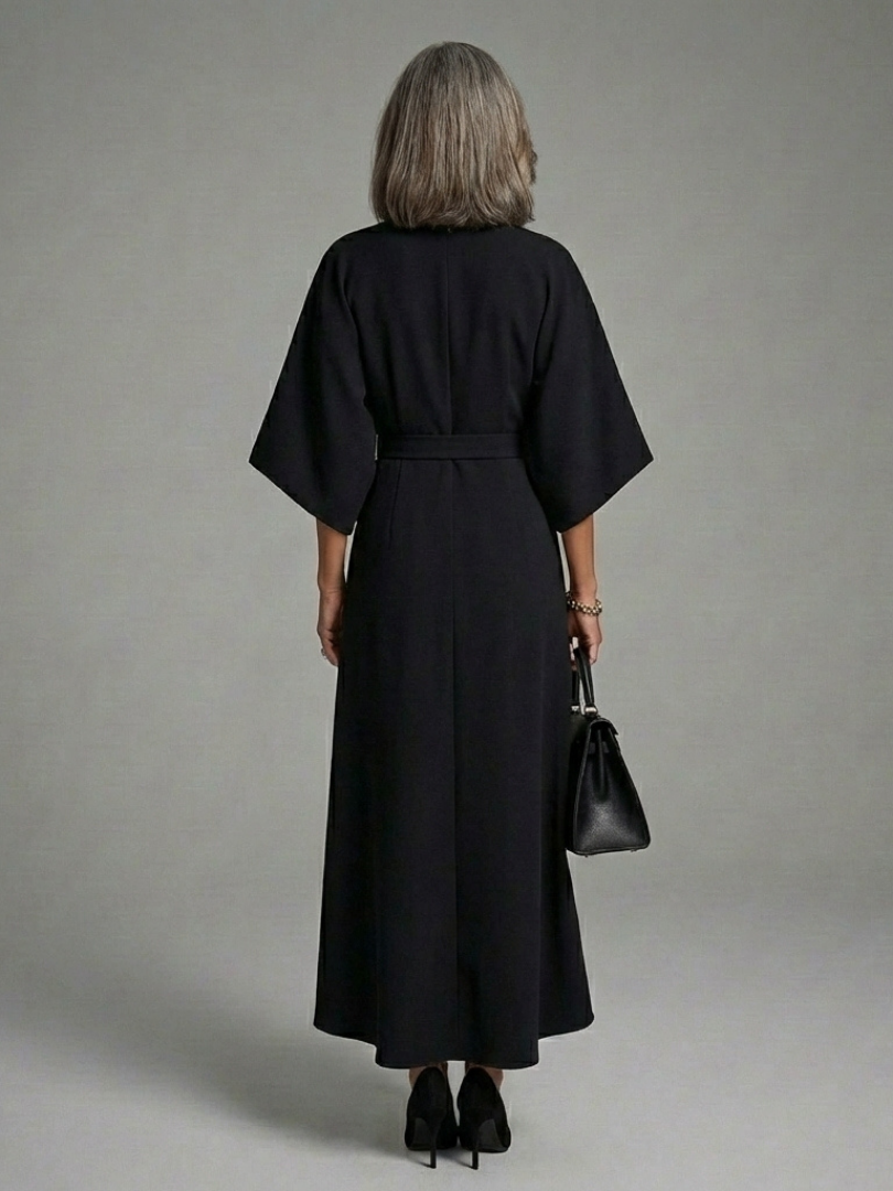 Eira Asymmetrical Midi Dress Black 3