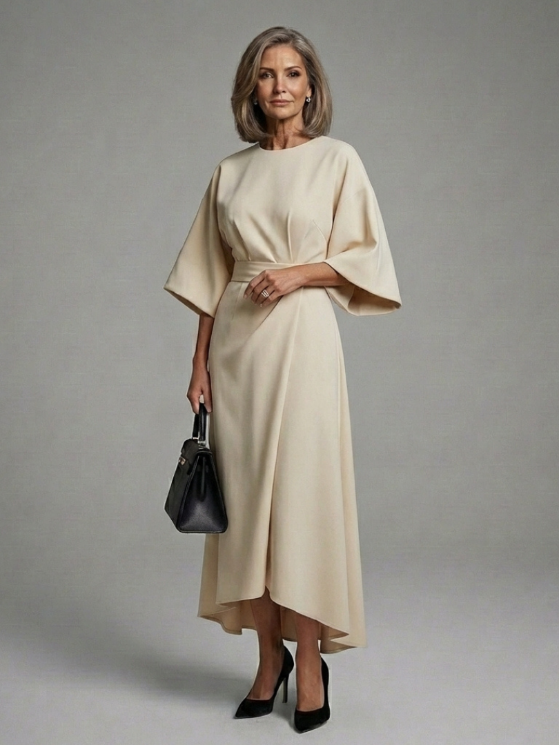 Eira Asymmetrical Midi Dress Black 2