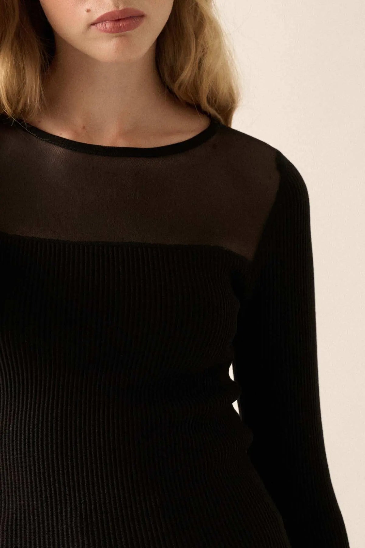 Ophelia Mesh Knit Top Black 2