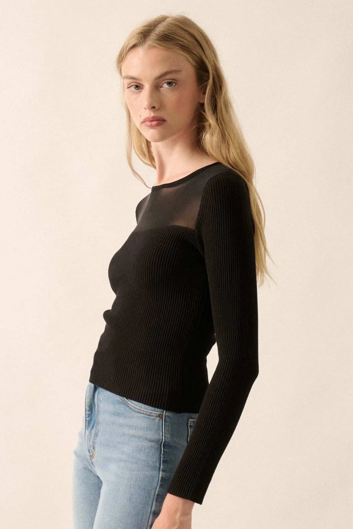 Ophelia Mesh Knit Top Black 5