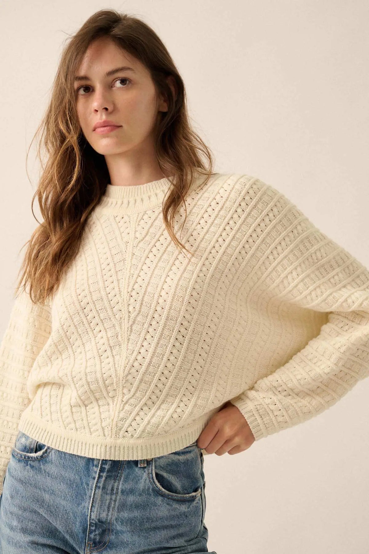 Warm Wishes Cable Knit Sweater Light Mocha 3