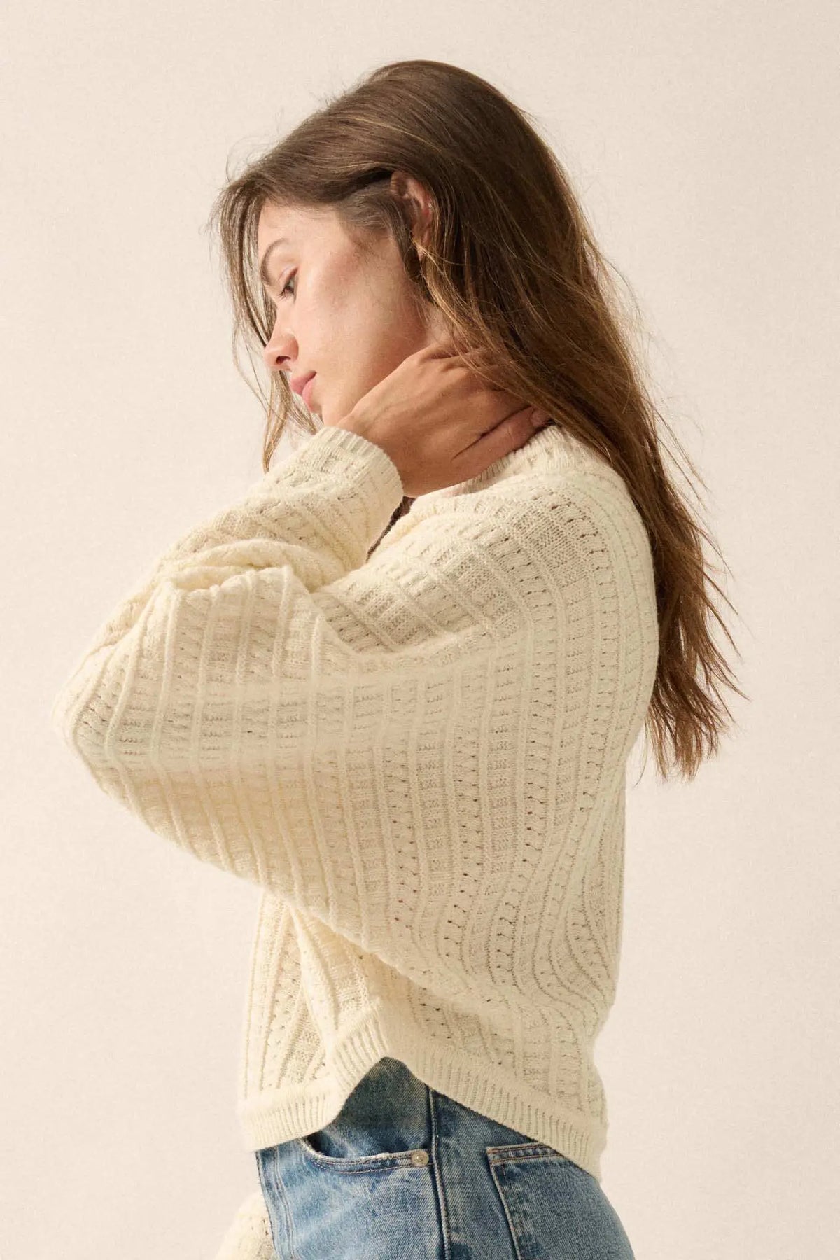 Warm Wishes Cable Knit Sweater Cream 6