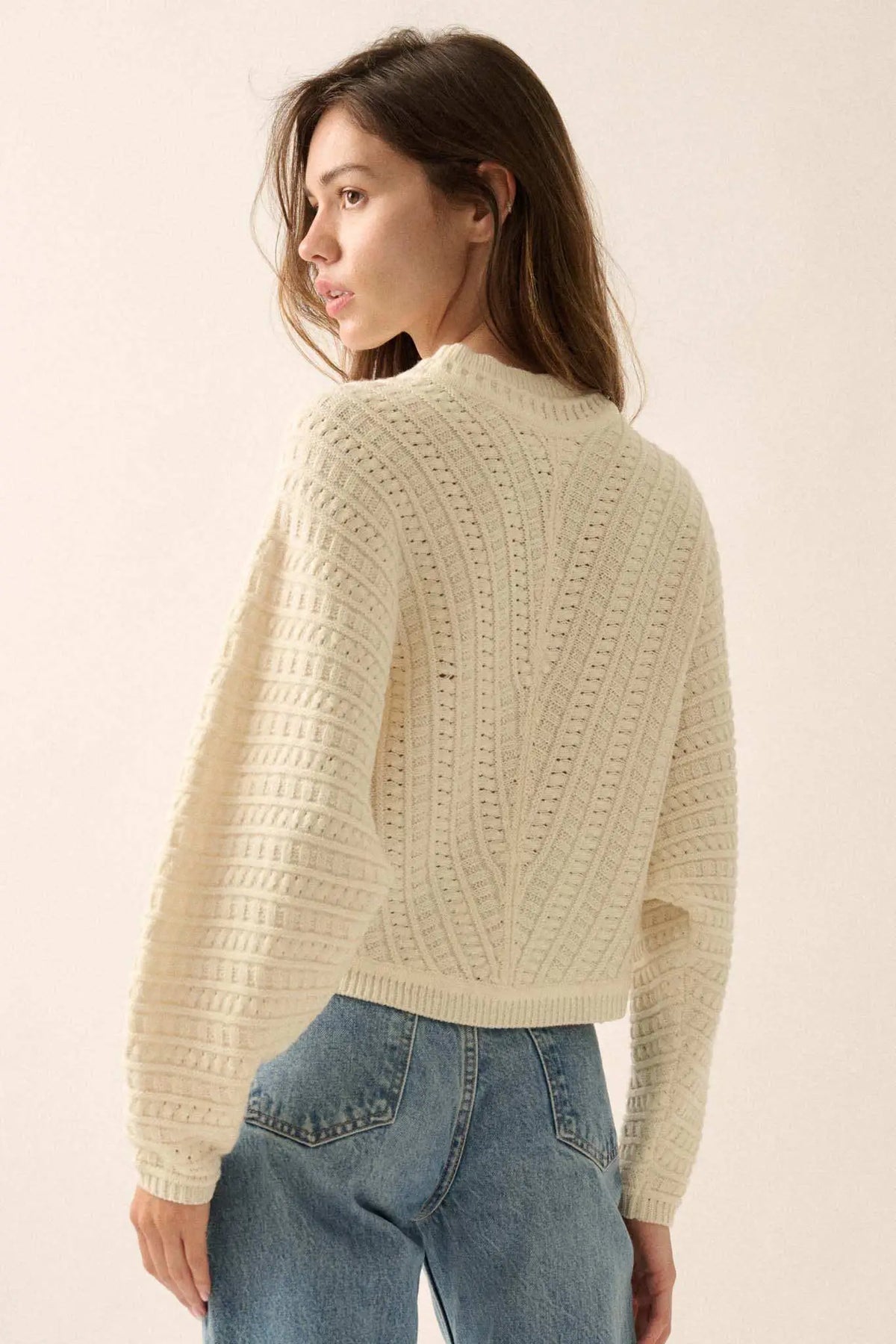 Warm Wishes Cable Knit Sweater Light Mocha 2