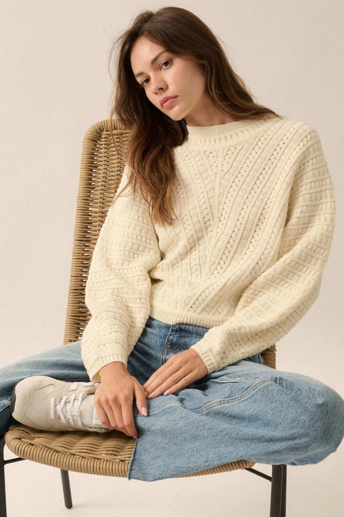 Warm Wishes Cable Knit Sweater Cream 1