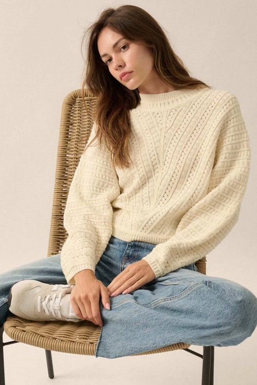 Warm Wishes Cable Knit Sweater Cream 1