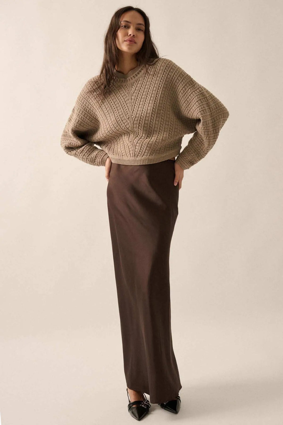 Warm Wishes Cable Knit Sweater Light Mocha 9