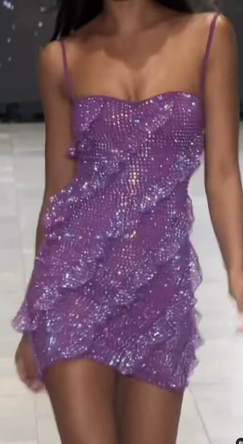 Violet Sequin Ruffle Sheath Dress As Photo 1