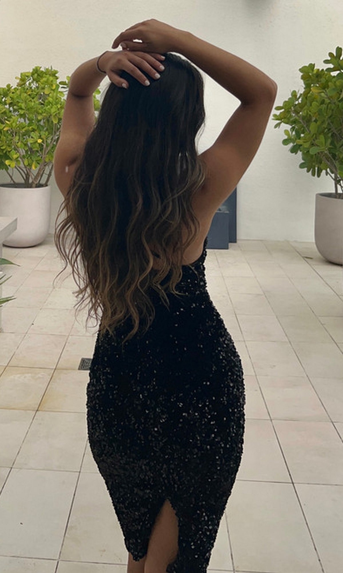 Venice One-Shoulder Sequin Dress Black 2