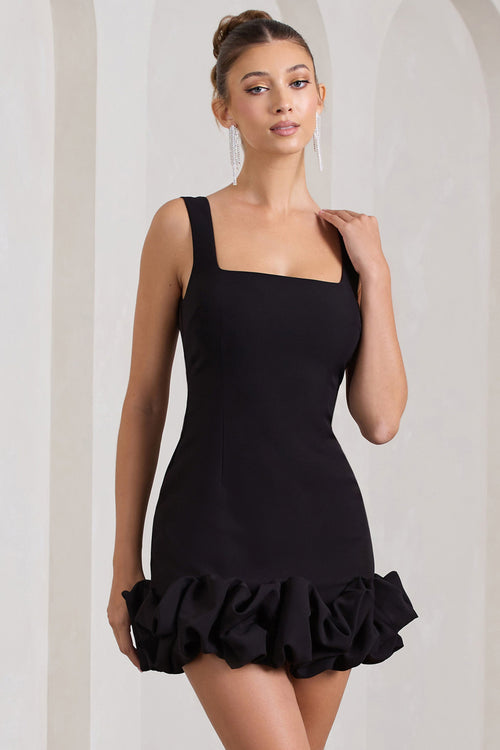 Lucy Ruched Mini Dress BLACK 1