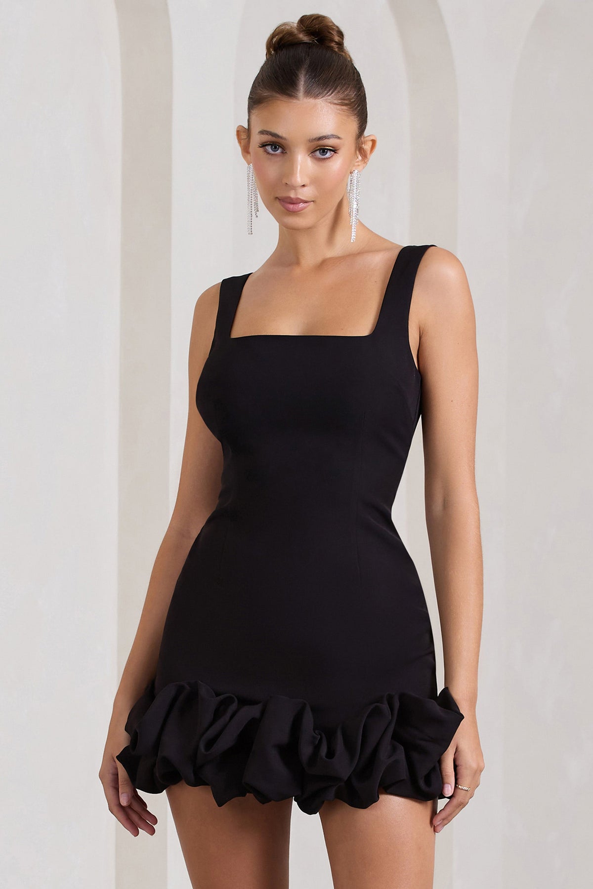 Lucy Ruched Mini Dress BLACK 4