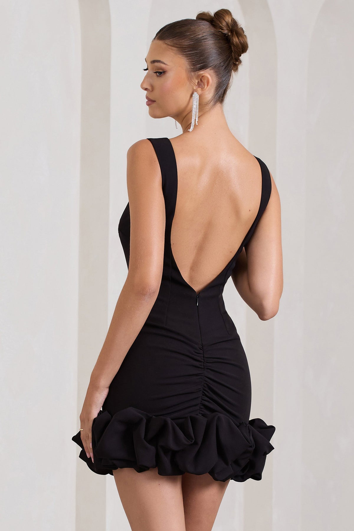 Lucy Ruched Mini Dress BLACK 2