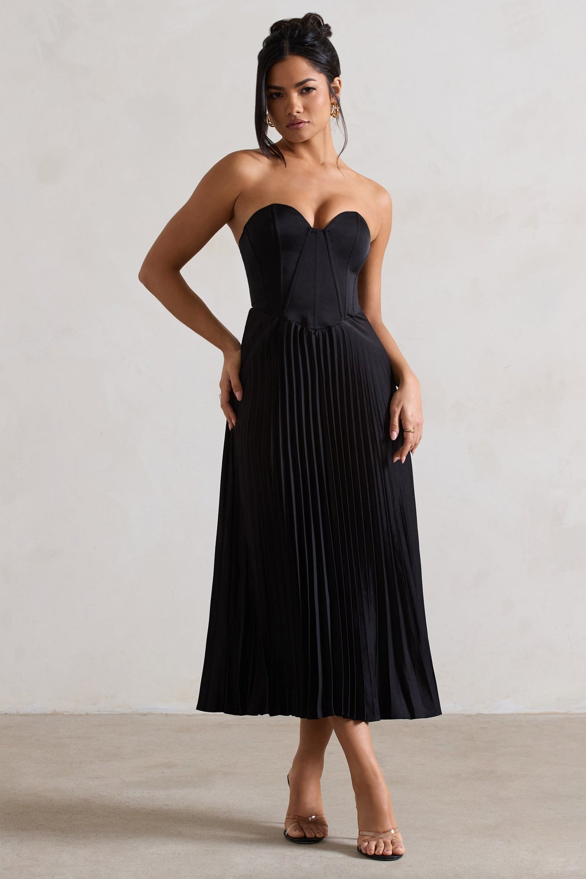 Vivienne Satin Corset Midi Dress BLACK 4
