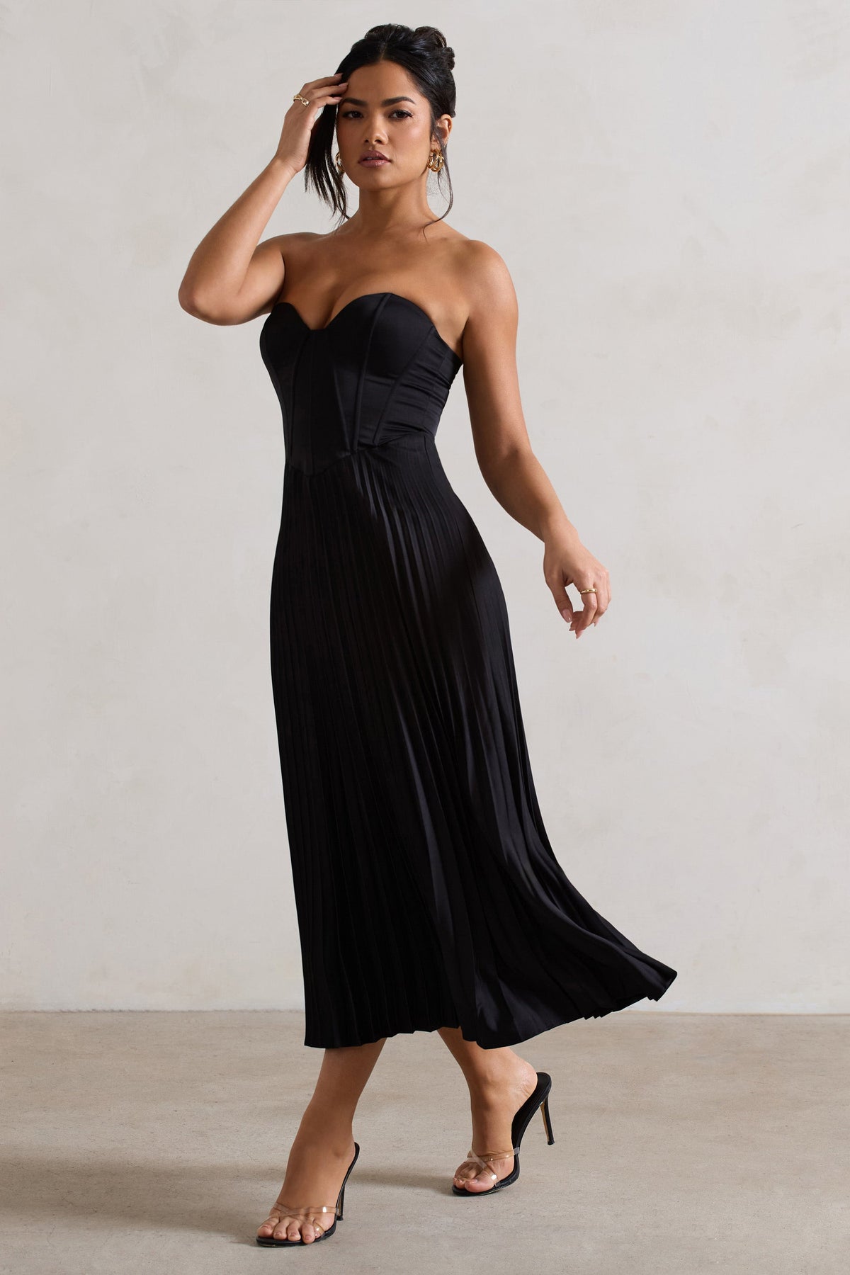 Vivienne Satin Corset Midi Dress BLACK 5