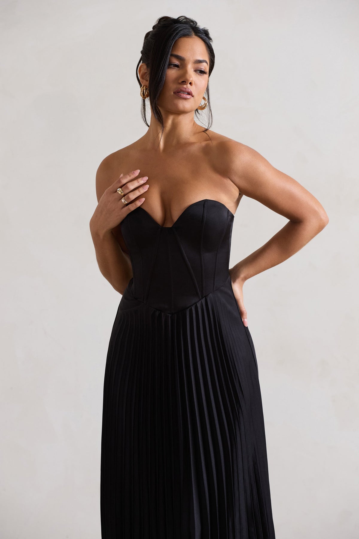 Vivienne Satin Corset Midi Dress BLACK 3