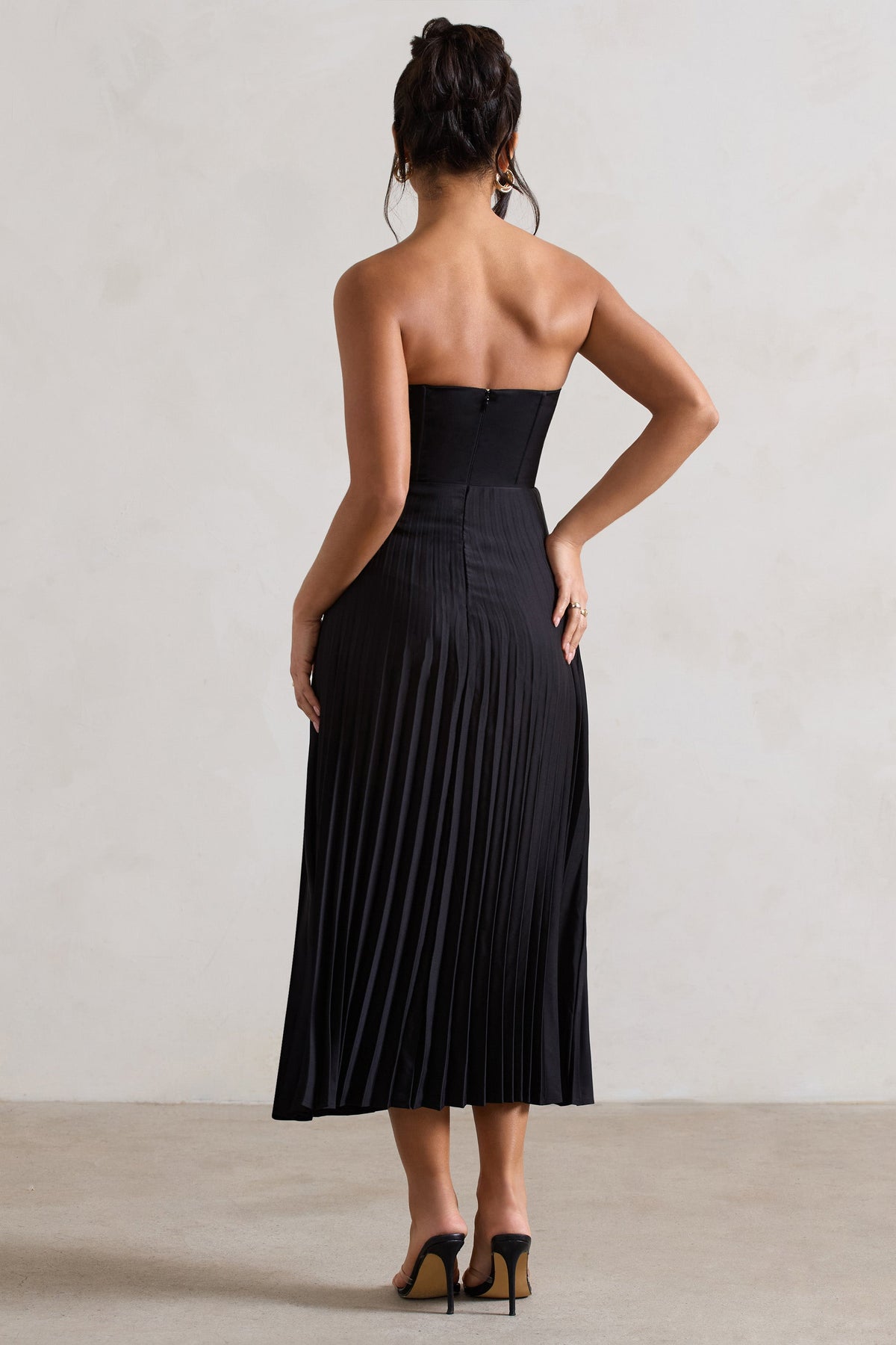 Vivienne Satin Corset Midi Dress BLACK 2