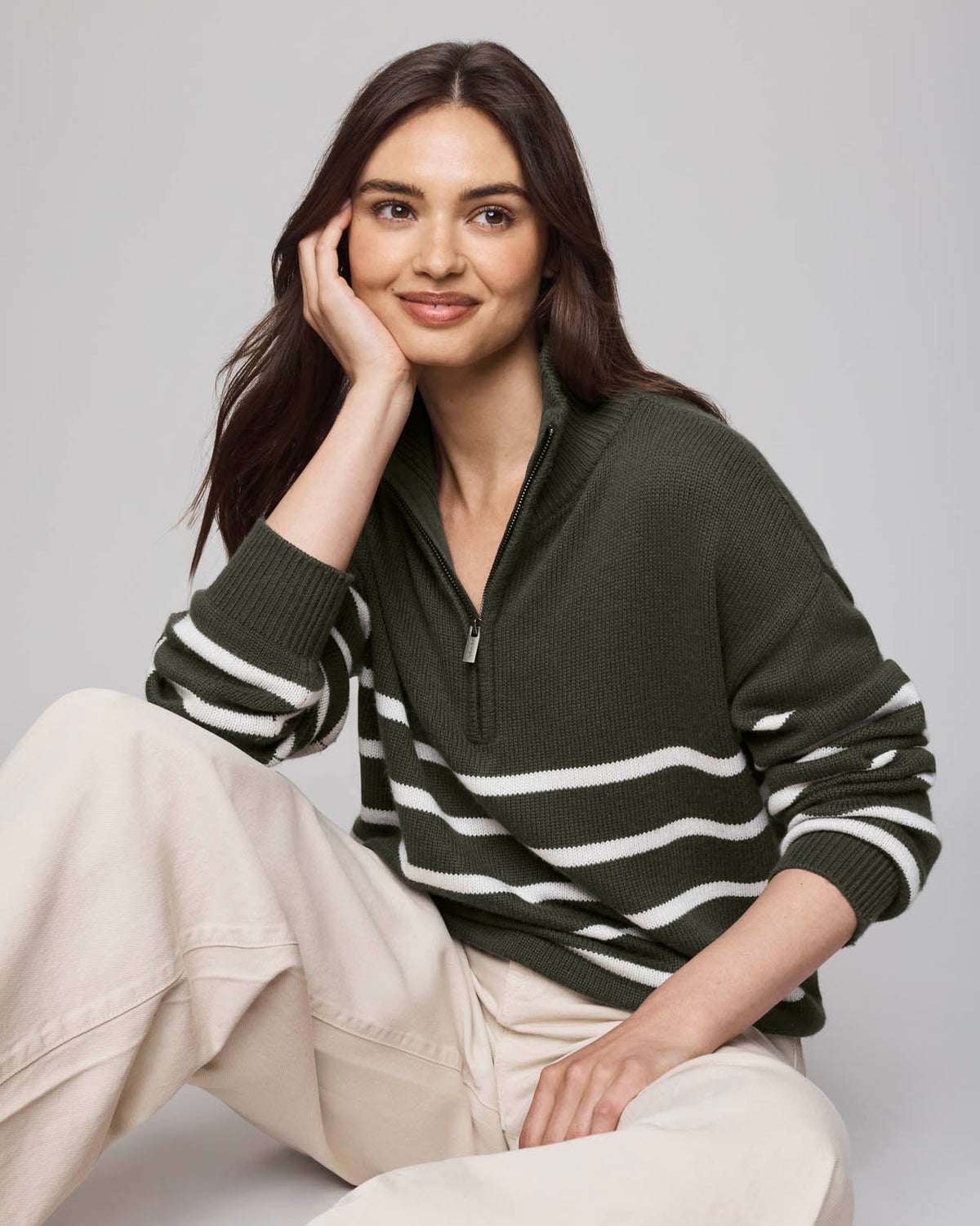 Georgie Knit Sweater in Stripe Green 1
