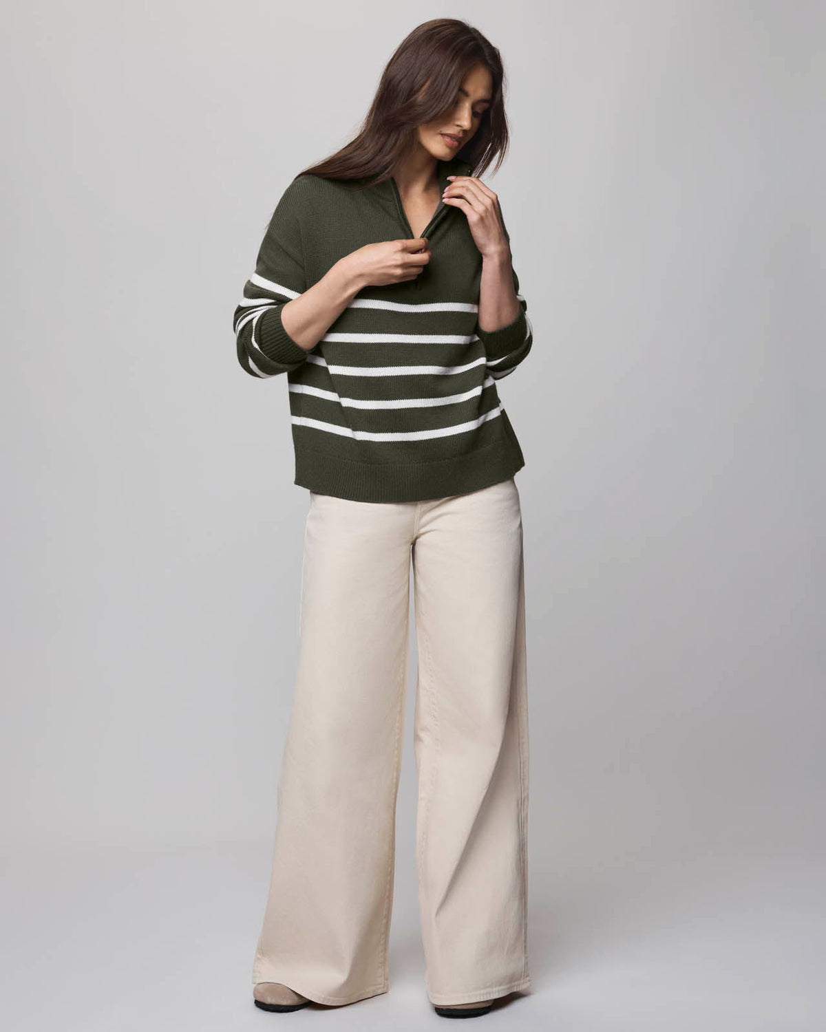 Georgie Knit Sweater in Stripe Green 3